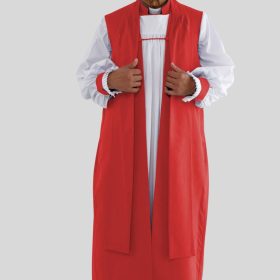 Liturgical Red Clergy Chimere, White Rochet & Tippet