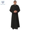 Classic Black Priest Cassock with Traditional Button Front