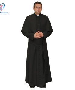 Classic Black Priest Cassock with Traditional Button Front