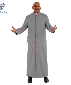 Divine Gray Clergy Robe in Red Purple Trim - Clergy Wear Shop ™