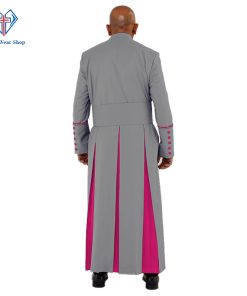 Divine Gray Clergy Robe in Red Purple Trim - Clergy Wear Shop ™