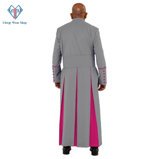 Divine Gray Clergy Robe in Red Purple Trim - Clergy Wear Shop ™