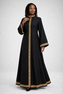 Holy Embroidered Black Clergy Robe for Women Pastor