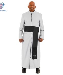 Glorious White Clergy Robe with Black Trim - Clergy Wear Shop ™