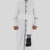 Glorious White Clergy Robe with Black Trim & Triple Backpleats