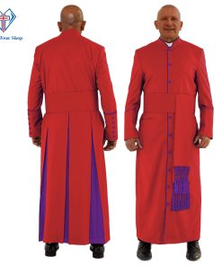 Graceful Red Clergy Robe with Roman Purple Trim for Church Events