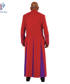 Graceful Red Clergy Robe with Roman Purple Trim for Church Events