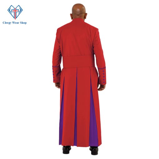 Graceful Red Clergy Robe with Roman Purple Trim for Church Events