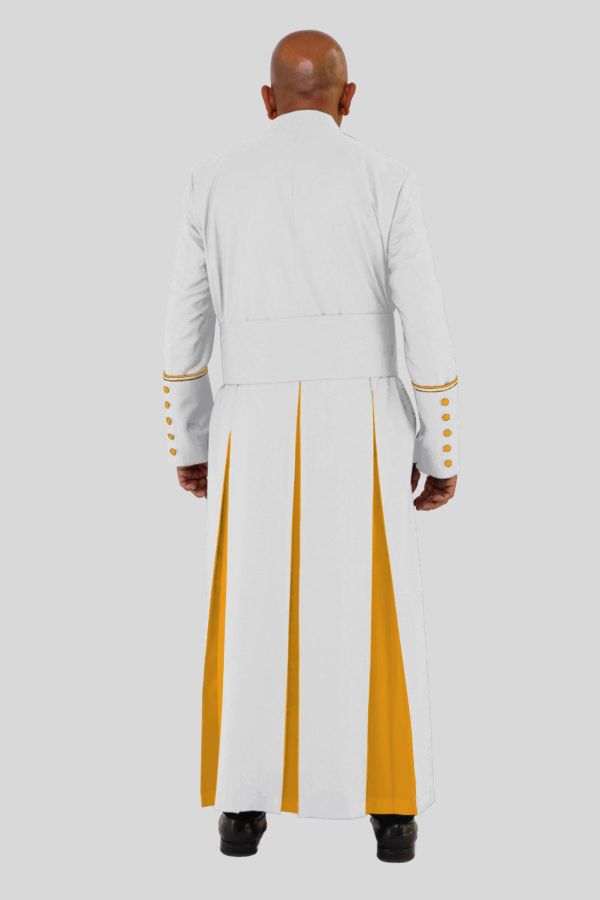 Graceful White Clergy Robe with Gold-Trim