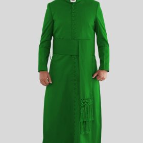 Green Clergy Cassock Traditional Full-Length Liturgical Robe for Priests & Ministers