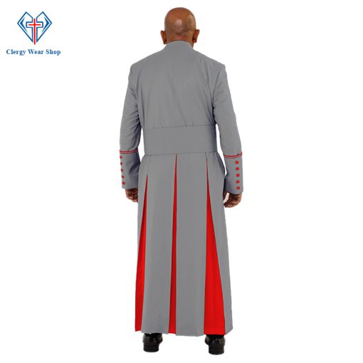 Holy Grey Clergy Robe with Red Trim for Special Occasions