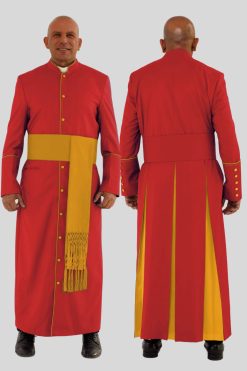 Holy Red Clergy Robe with Golden Trim & Three Backpleats