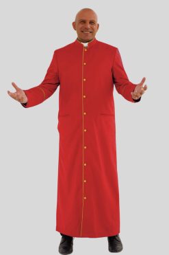 Holy Red Clergy Robe with Golden Trim & Three Backpleats
