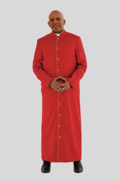 Holy Red Clergy Robe with Golden Trim & Three Backpleats
