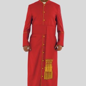 Holy Red Clergy Robe with Golden Trim for Blessed Gatherings