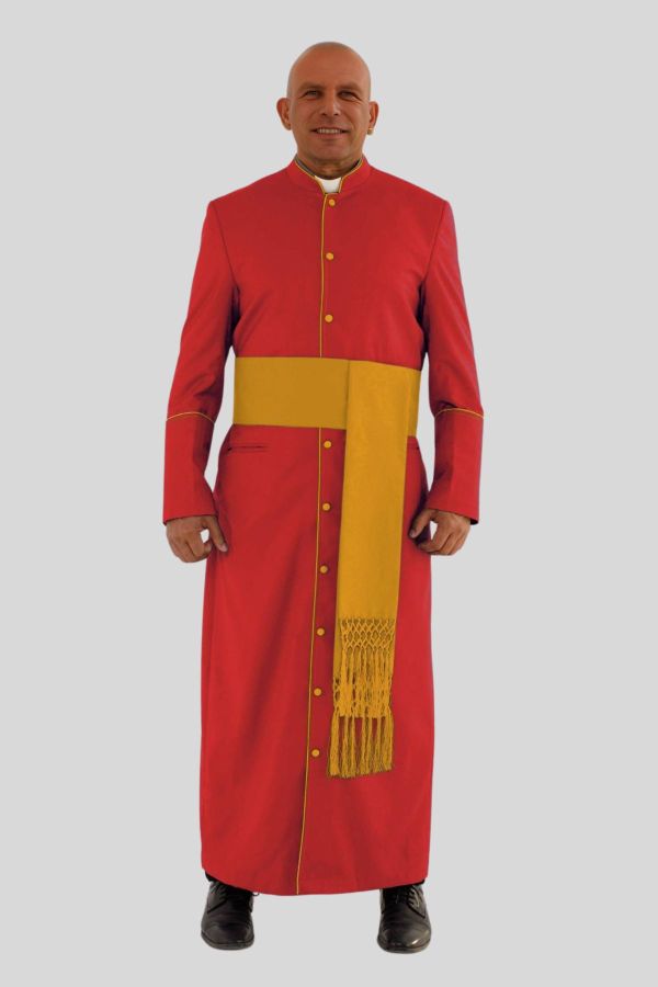 Holy Red Clergy Robe with Golden Trim & Three Backpleats
