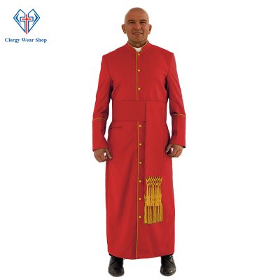 Holy Red Clergy Robe with Golden Trim