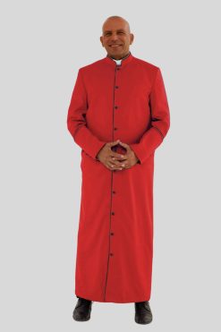 Majestic Red Clergy Robe with Black Trim & Three Backpleats