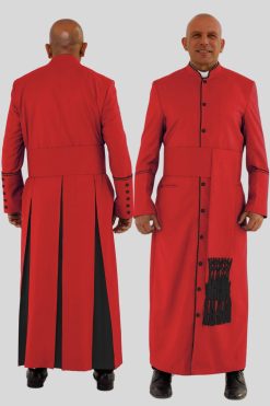 Majestic Red Clergy Robe with Black Trim & Three Backpleats