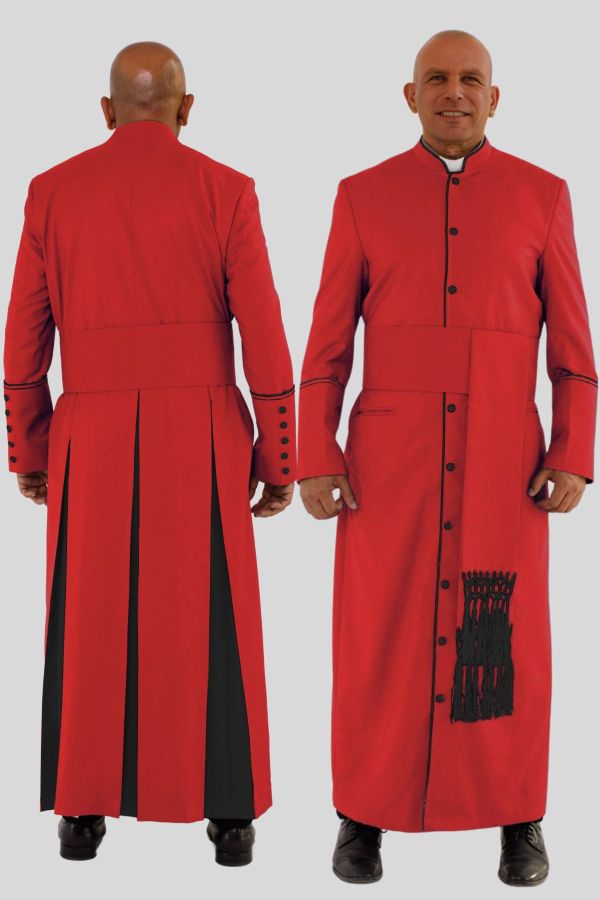 Majestic Red Clergy Robe with Black Trim & Three Backpleats