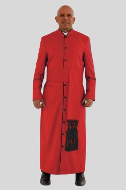 Majestic Red Clergy Robe with Black Trim & Three Backpleats