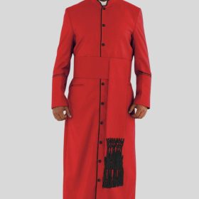 Majestic Red Clergy Robe with Black Trim for Solemn Ceremonies