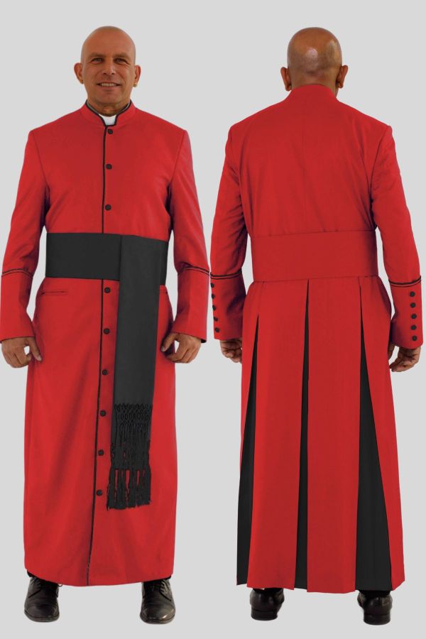 Majestic Red Clergy Robe with Black Trim & Three Backpleats