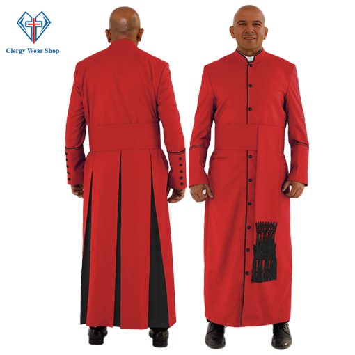 Majestic Red Clergy Robe with Black Trim for Solemn Ceremonies (3)