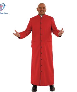 Majestic Red Clergy Robe with Black Trim for Solemn Ceremonies