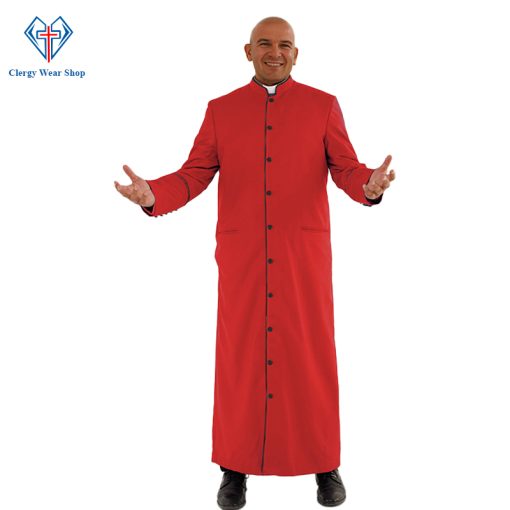 Majestic Red Clergy Robe with Black Trim for Solemn Ceremonies