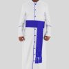 Modern Clergy Robe in White with Royal Blue Trim