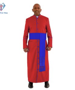 Noble Red Clergy Robe with Royal Blue Trim