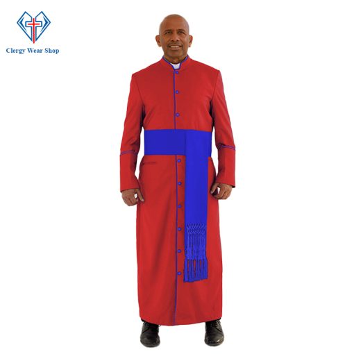 Noble Red Clergy Robe with Royal Blue Trim