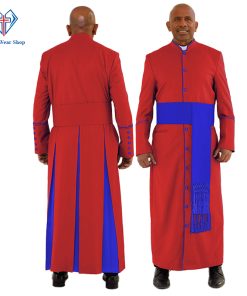 Noble Red Clergy Robe with Royal Blue Trim