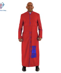 Noble Red Clergy Robe with Royal Blue Trim