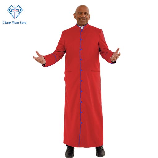 Noble Red Clergy Robe with Royal Blue Trim