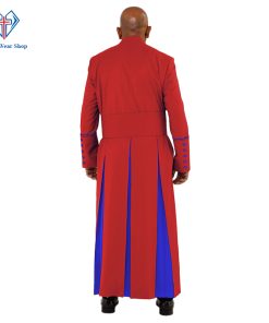 Noble Red Clergy Robe with Royal Blue Trim