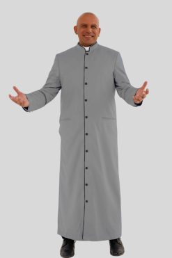 Premium Gray Clergy Robe with Black Trim