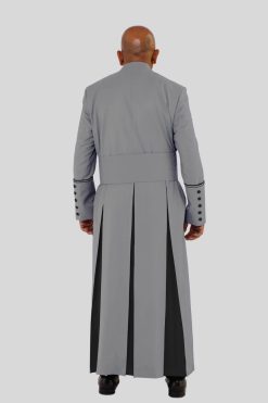 Premium Gray Clergy Robe with Black Trim