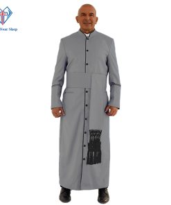 Premium Gray Clergy Robe with Eye-Catching Black Trim