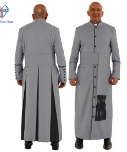 Premium Gray Clergy Robe with Eye-Catching Black Trim