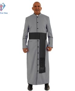 Premium Gray Clergy Robe with Eye-Catching Black Trim