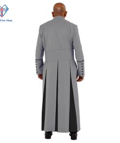 Premium Gray Clergy Robe with Eye-Catching Black Trim