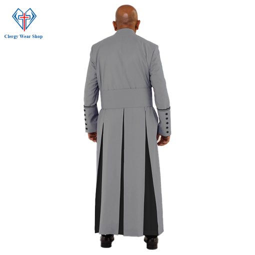 Premium Gray Clergy Robe with Eye-Catching Black Trim