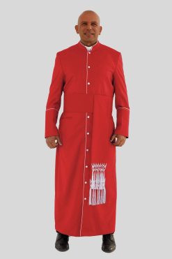 Sacred Red Clergy Robe with White Trim & Three Backpleats