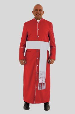 Sacred Red Clergy Robe with White Trim & Three Backpleats