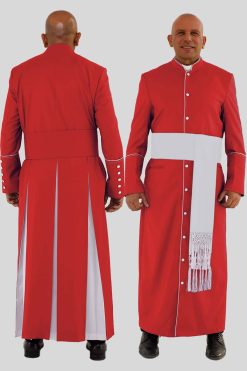 Sacred Red Clergy Robe with White Trim & Three Backpleats
