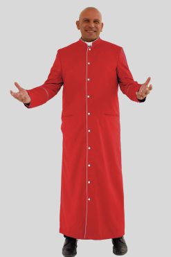 Sacred Red Clergy Robe with White Trim & Three Backpleats