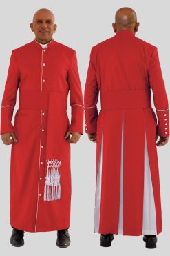 Sacred Red Clergy Robe with White Trim & Three Backpleats