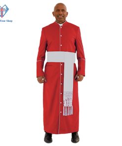 Sacred Red Clergy Robe with White Trim